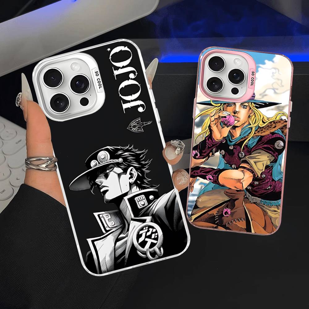 Anime J-JoJo Klassisch B-Bizarre A-Abenteuer Handyhülle Für IPhone 17 16 15 14 11 12 13 Pro Max Plus Pro Bunte Silberne Hülle