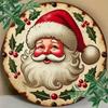 Vintage Santa Claus Metal Round Sign Home Wall Decor for Bar Cafe Rustic Christmas Holiday Indoor Outdoor