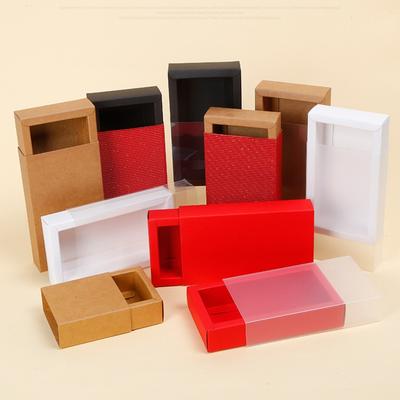 With Clear PVC Window Delicate Drawer Display  Kraft Paper Gift Packing Case Wedding Party Cookie Candy Boxes Anniversary Birthday Gift Boxes 10pcs