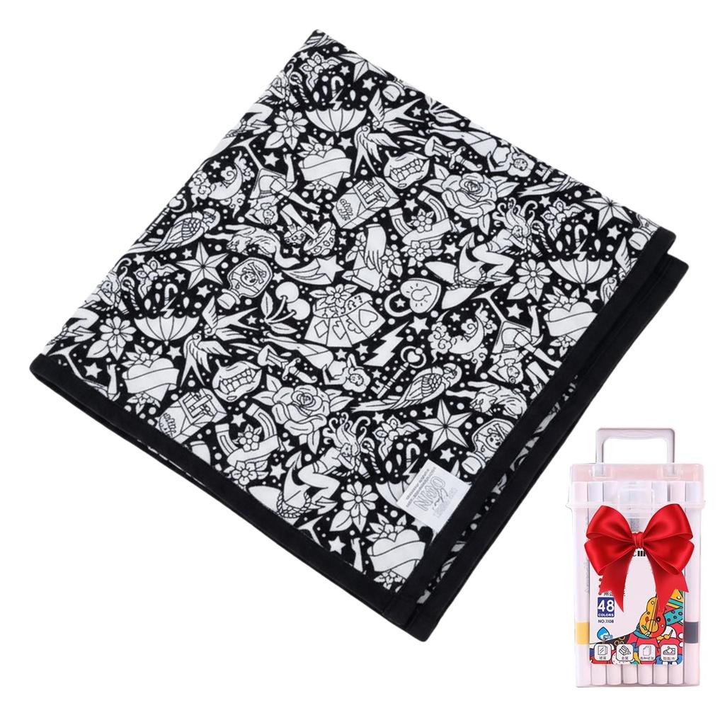DIY Coloring Blanket Washable Fuzzy Velvet Creative Art Project Painting Blanket for Holiday Arts Crafts Activity Party
