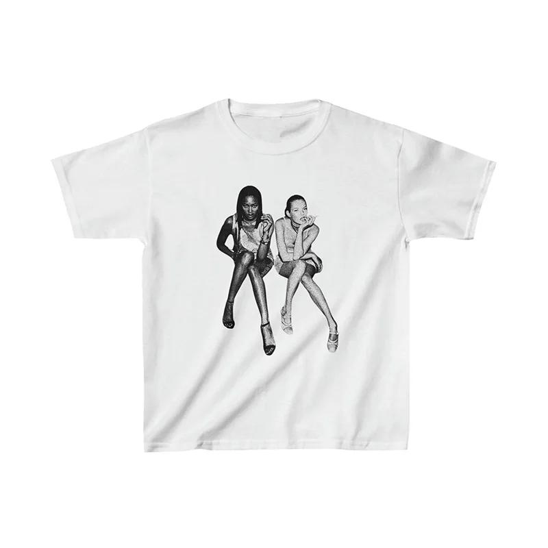 

2026Hip Hop E-girl Graphic Print Y2K Top Summer Harajuku Aesthetics Top Vintage Punk Tee Casual Streetwear Short Sleeve T-shirt 4XL