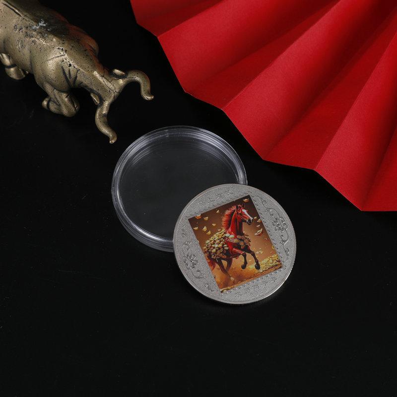 Coin Decoration 2026 Zodiac Horse Colored Commemorative Medal Year Of The Horse Birthday Small Gift Metal Crafts Event Souvenir