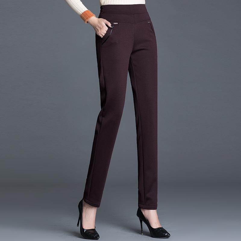 Plus Size Spring and Autumn Straight Pants Women's Elastic Waist Large Office Pants
