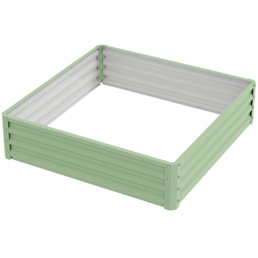 Raised Garden Bed, Galvanized Steel, 120 x 120 x 30 cm, Light Green