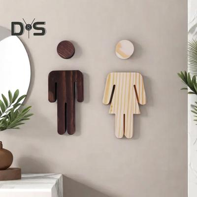 Toilettenschild aus Holz, selbstklebend, WC-Türschild, Männer und Frauen, Thermalbad, Wandschild für Büros, Unternehmen, Restaurants
