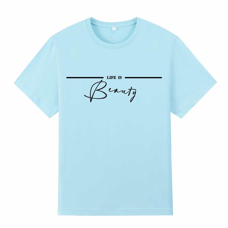 Módní potištěné ležérní dámské tričko s kulatým výstřihem, krátkým rukávem, bavlněná trička