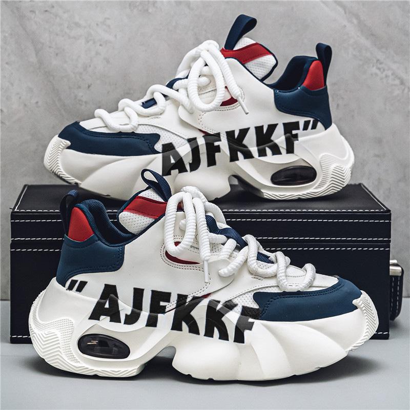 2025 spring and summer new ins color matching trend trendy men's shoes yellow dad shoes platform heightening casual sports shoes
