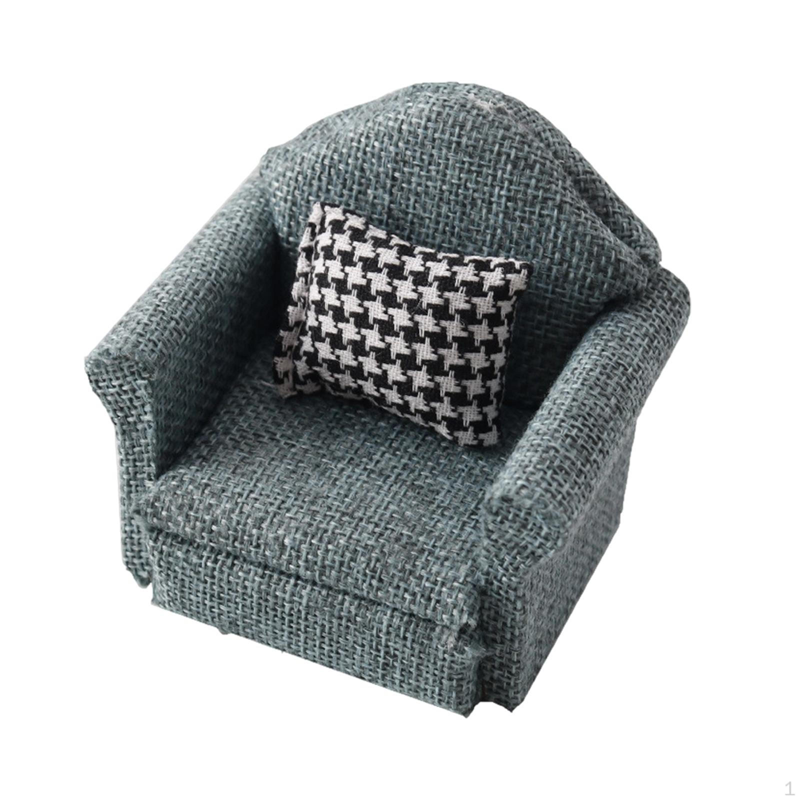 

Миниатюрная модель одноместного дивана-кресла, аксессуар для DIY, мини-игрушка для детей, диван с подушкой на 1:12 кукол темно-зеленого