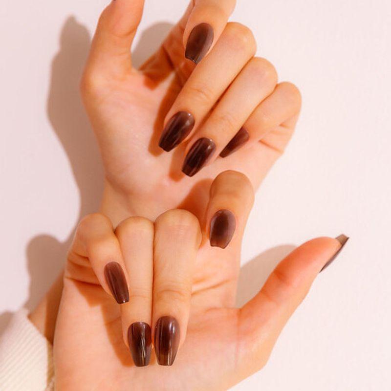 Reusable Nail Tips Earl Grey (Coffin)