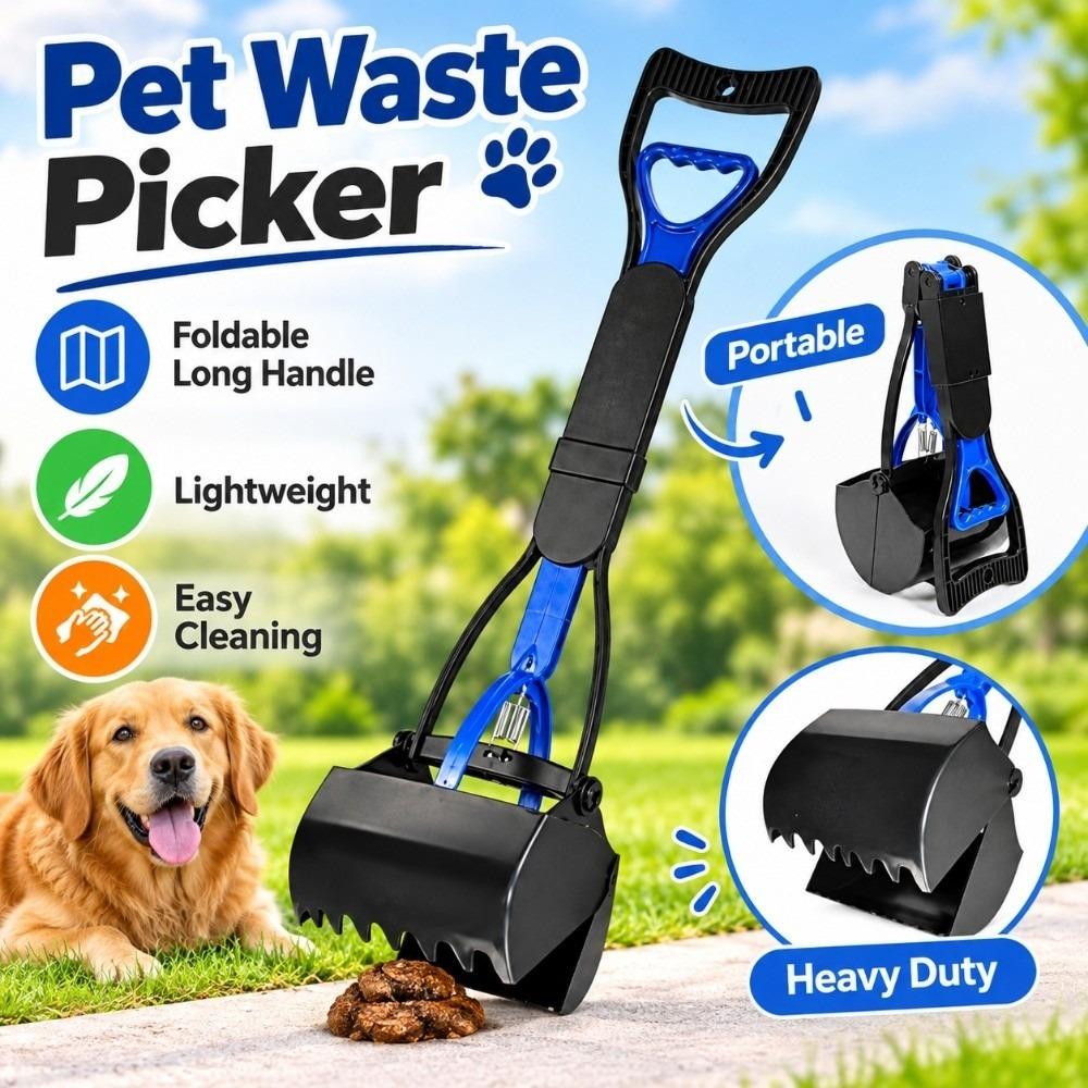 Ramasse-déchets d'animaux facile à nettoyer, pliable, à long manche, pelle à crottes, nettoyage extérieur pour animaux de compagnie