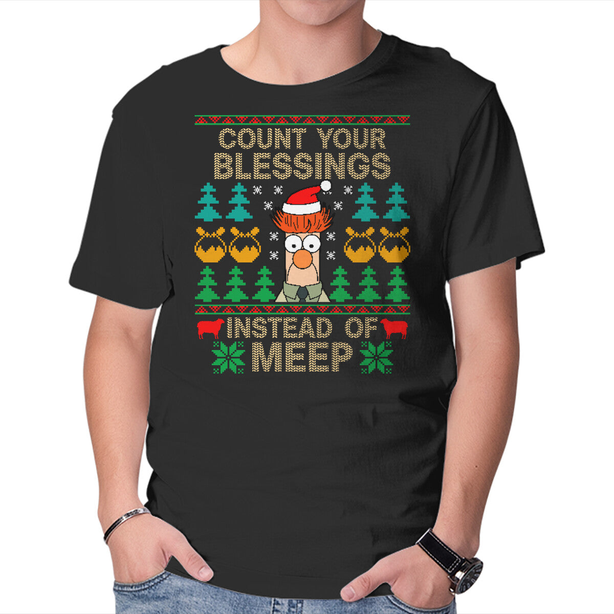 Unisex Crew Neck T-Shirt Count Your Blessings Graphic Short Sleeve Casual Tee L