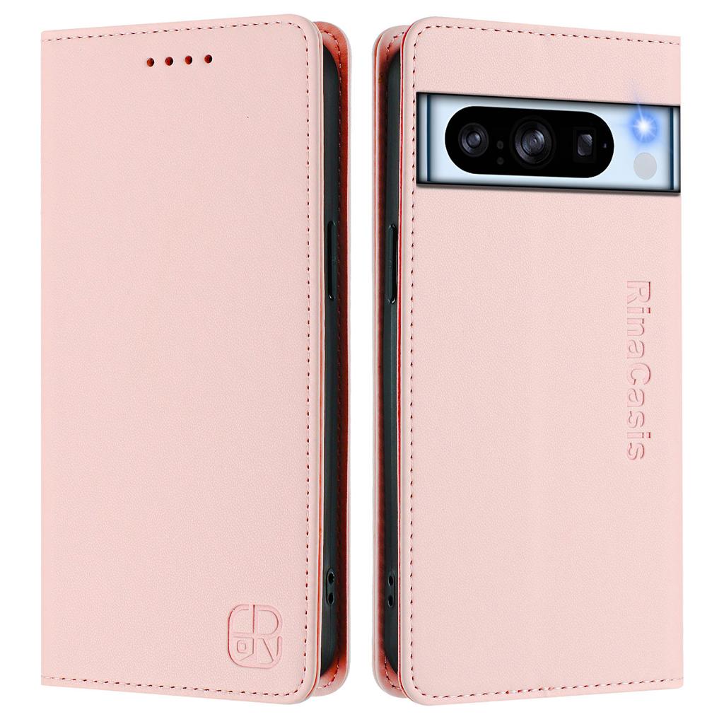 For Google Pixel 8 Pro Leather Case RINACASIS RC01 Phone Cover with RFID Blocking Wallet Stand