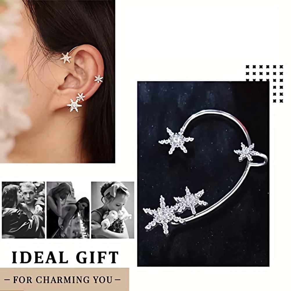 Sparkling Snowflake Ear Clip Ear Cuff for Women Girls Snowflake Non Piercing Ear Clip Earrings Party Wedding Jewelry
