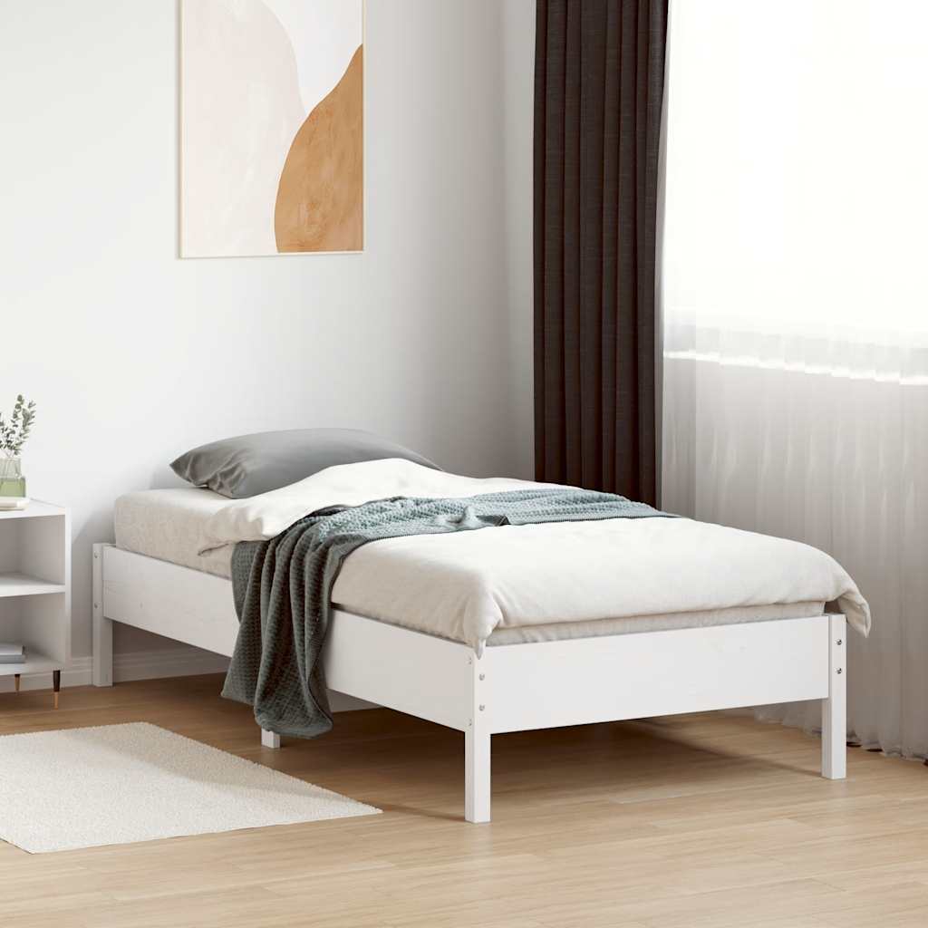 Solid Wood Bed without Mattress White 75 x 190 cm Pine Wood