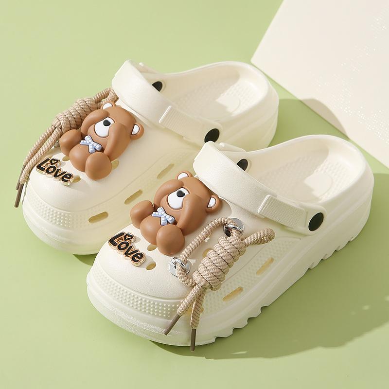 

Садовые туфли мультфильм милый крутой пряный мешок головной убор кружева дышащие удобные мягкие сандалии на платформе (с аксессуарами) дырочная обувь 36-37 белый