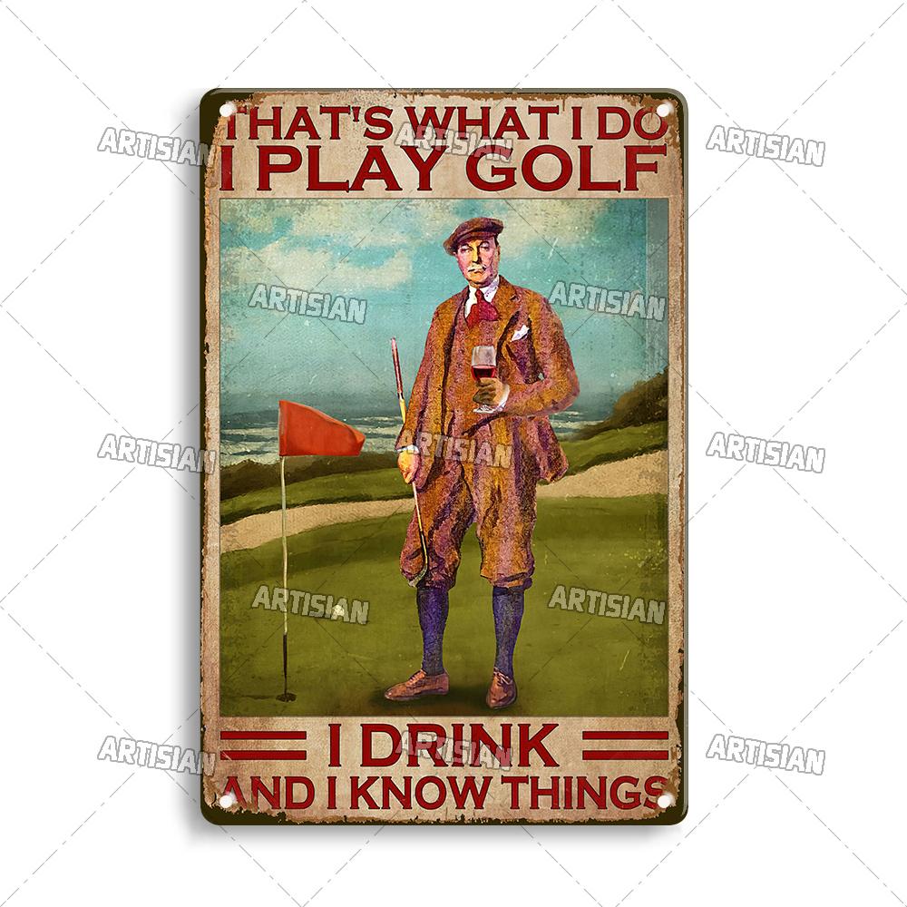 Artisian Golf Golfer Metal Sign Sport Tin Plaque Vintage Decorative Poster Wall Decor Garage Bar Pub Club Hotel Cafe Kitchen