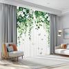 2PCS Watercolor Green Vine & White Floral Sheer Curtains - Lush Botanical Window Drapes with Butterflies