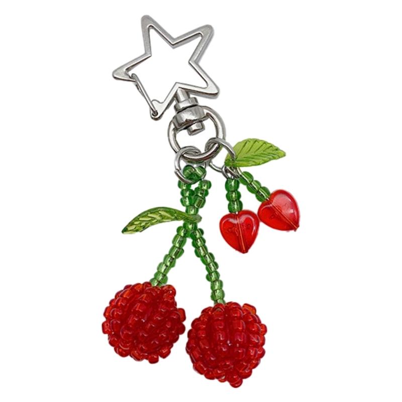 

Glass Beads Phone Lanyard Cherry Pendant Wrist Strap Detachable Phone Chain Keyring Portable Accessory for Women Men 1