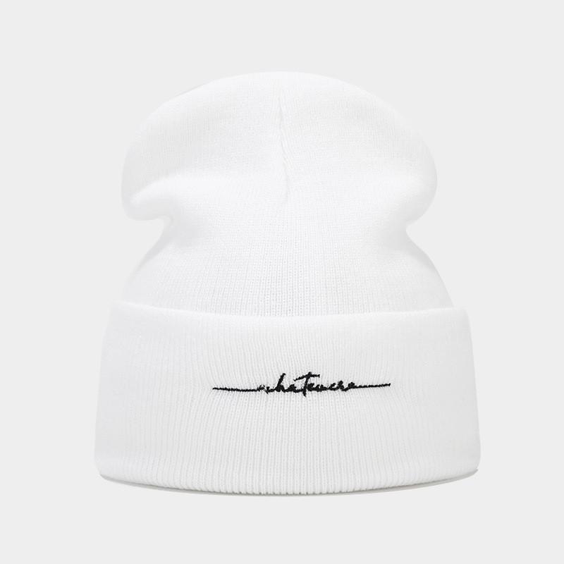 

Fashion Letter Embroidered Knit Hat For Fall Men Women Winter Warmth білий