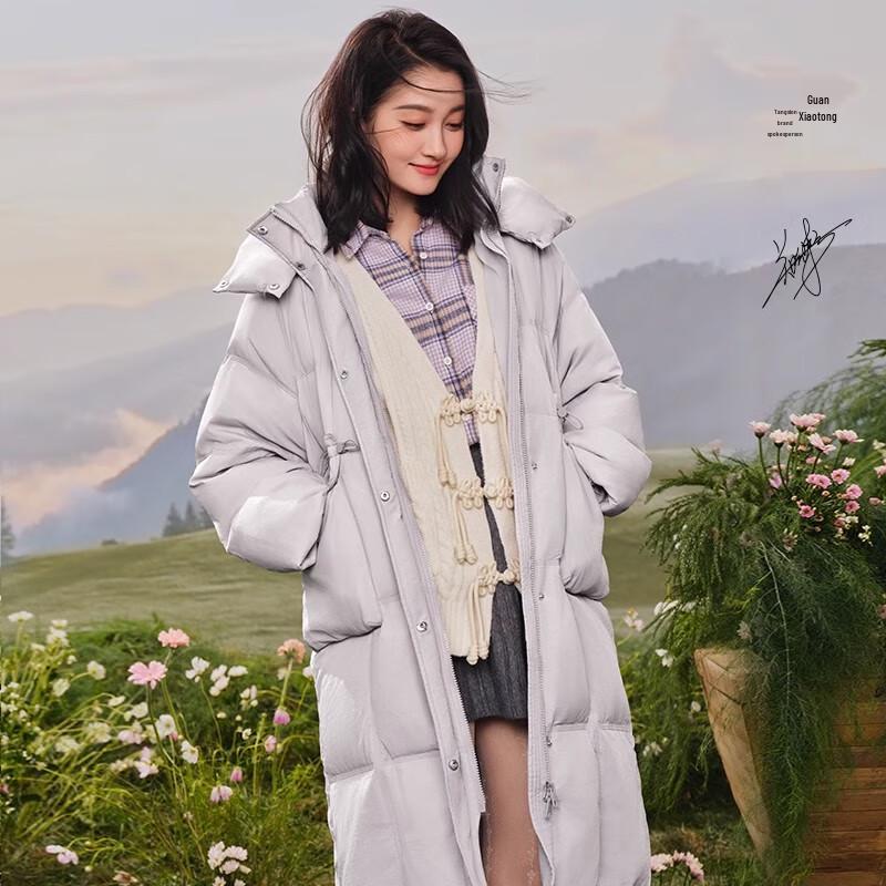 

TonLion Women s Hooded Long Down Jacket - 2024 Guan Xiaotong Collection L