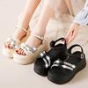 Elegant Matching Skirt Versatile Women's Single Shoes Korean Sense One-word Buckle Sandals