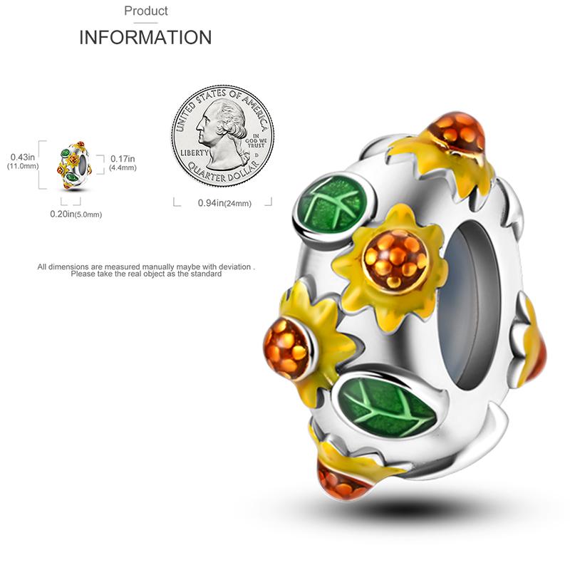 New Copper Charms Beads Sunflower Flower Daisy Original Charm Pendant Fit Charm Bracelets Diy Jewelry Birthday Gift