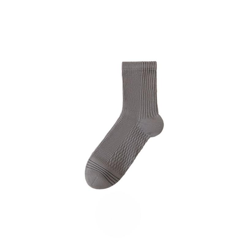 Male Spring and Autumn All Purpose Pure Color Massage Bottom Comfortable Boneless Antibacterial Deodorant Sports Tube Socks