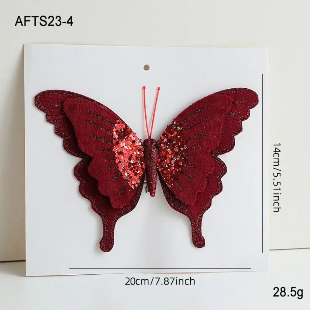 Multicolor Christmas Tree Decoration 25*21cm Gold Powder Fabric Glitter Butterfly Accessories Party Supplies Hanging Decoration