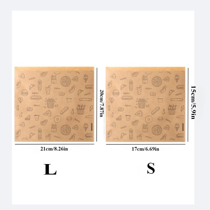 50/100 stk Fettavstøtende Papirpose, Kraftpapirpose, Matemballasjepose, Engangsemballasje bakepapir bakepapir airfryer