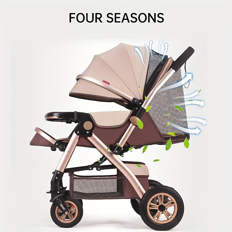 Foldable Baby Stroller Sit & Lie Portable 360° Swivel Front Wheel Trolley Cart Large Two-way Stroller with Sunshade for Infants