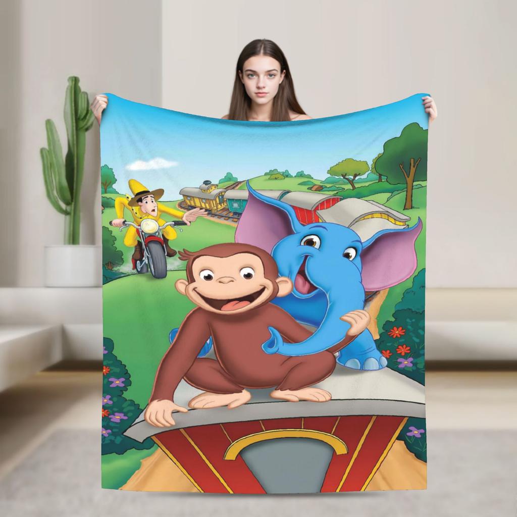 Curious George-s Blanket  Soft Street Trend Plush Throw Blanket For Living Room Travel Flannel Bedspread Bed Cover