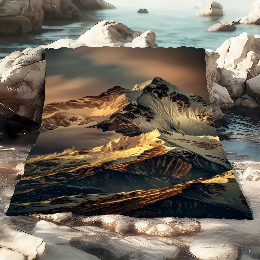 Majestic Snow-Capped Mountain Range Blanket - Cozy Plush Throw Blanket Featuring Stunning Landscape Design with Rugged Peaks and