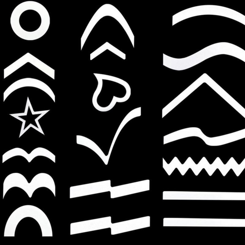 12 szt. DIY Artystyczne Końcówki Styl Francuski Piękno Puste Szablony Uśmiechu Naklejki Linia Fali Narzędzia do Manicure