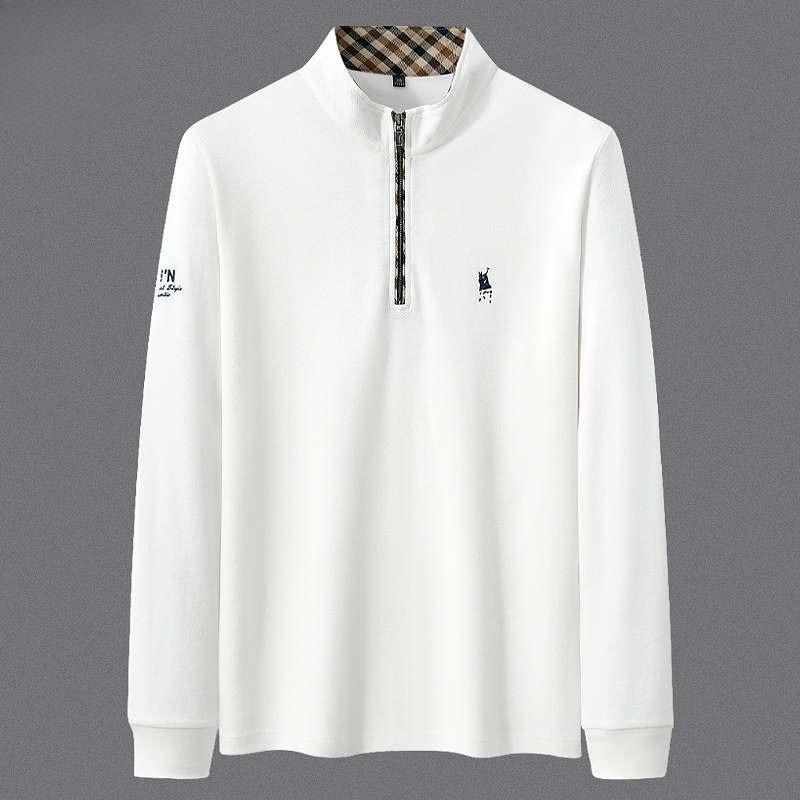 Trend Hub High End 100% Cotton Long Sleeve T-shirt Men's Standing Collar Fashionable Embroidery Paul Casual Sports Polo Shirt