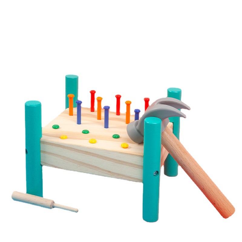 

Wooden pile hitting nail striking table Kindergarten children hands-on brain hand-eye coordination early education educational toys