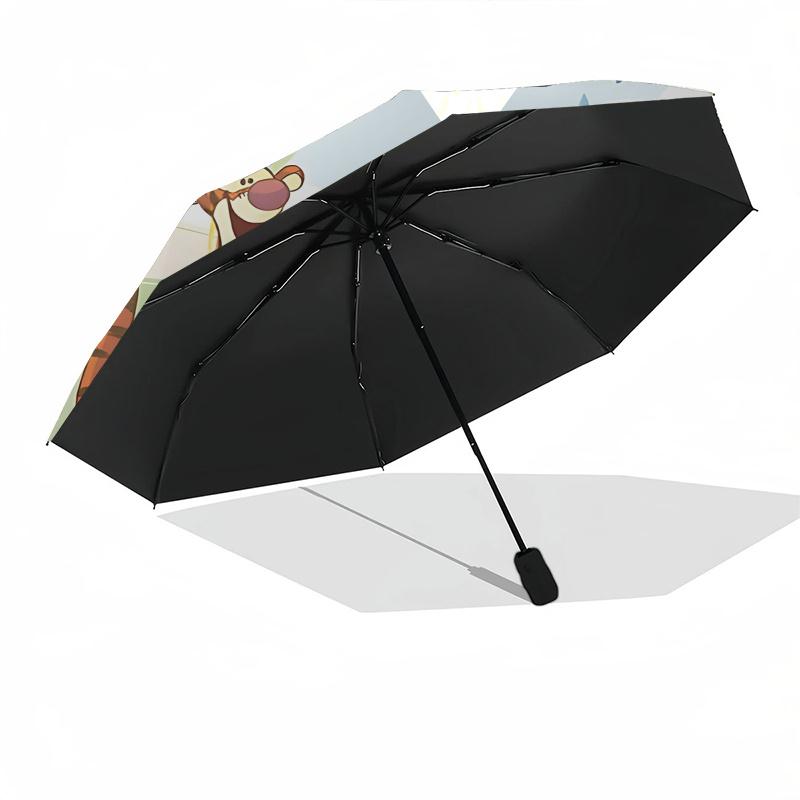 Ombrello Automatico Apri e Chiudi Winnie the Pooh e Tigro - Ombrello Pieghevole Portatile a 8 Stecche con Manico in Plastica, Adatto per il Tempo Libero