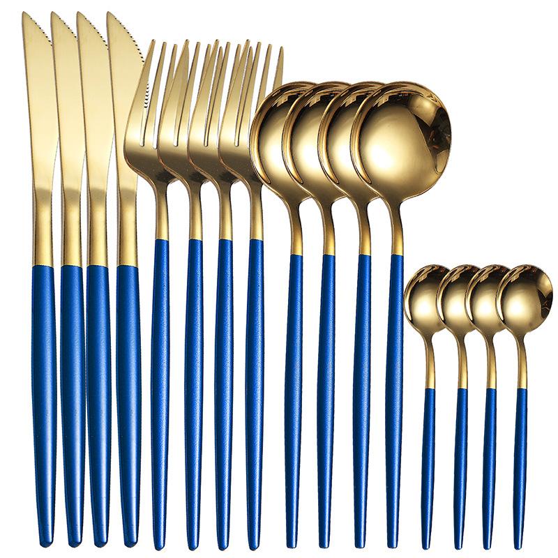 

Нож, вилка и ложка из нержавеющей стали. Посуда из 16/24 предметов. Костюм для стейка в стиле вестерн. Нож, вилка и ложка.