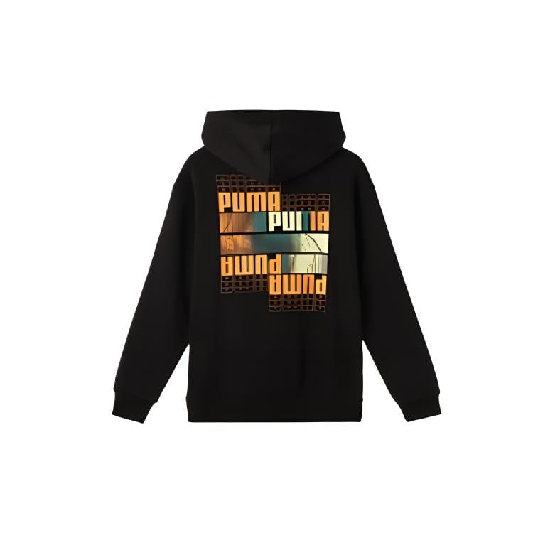 PUMA Urban GRAPHIC HOODIE Casual Fleece Lined Hooded Sweatshirt Men's Black 631729-01
