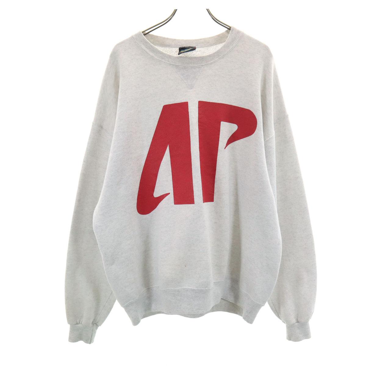 

SOFFE 80s 90s Old USA made Long sleeve Big Print Front V sweat L gray Men s Used