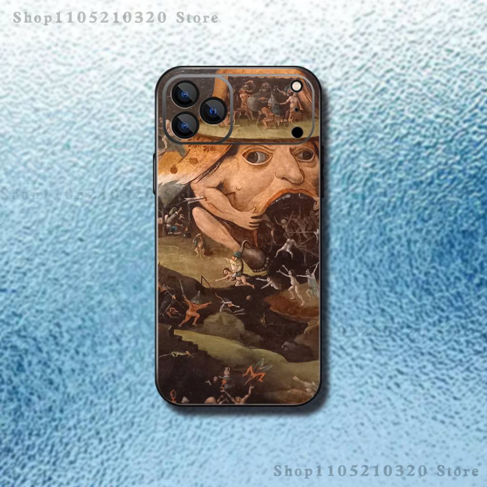 Custodia per Telefono Pittura di H-Hieronymus Bosch Per iPhone 17,16,15,14,13,12,Pro,Max,Plus,E,SE4,Air,Mini Scatola Morbida Nera