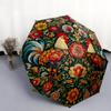0106 Estampa de Frango e Dinossauro Florido, guarda-chuva de dobra automática, design portátil e dobrável, 8 varetas, um presente de Natal ou aniversário.