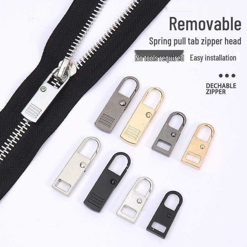 Tool-Free Removable Zipper Pull Tab with Metal Pendant for Luggage, Bags, Jackets, and Shoes