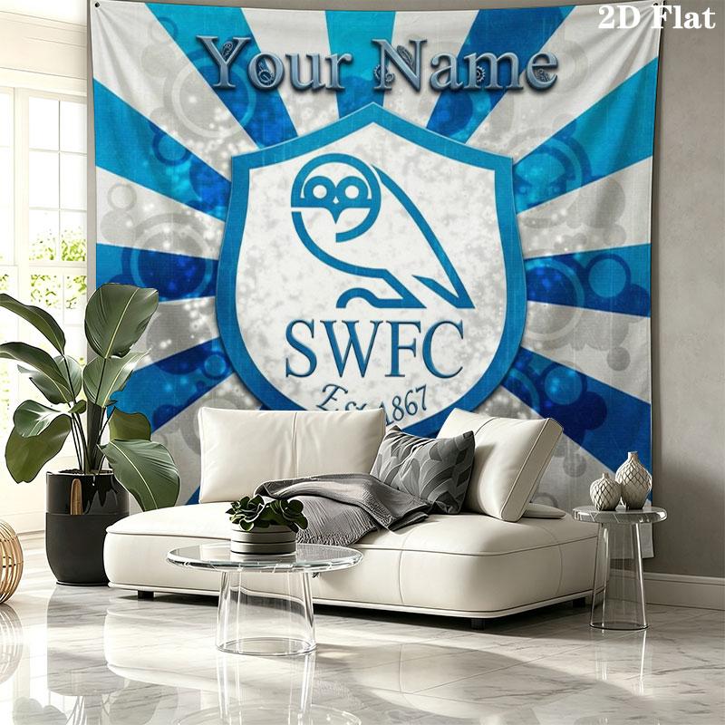 Sheffield Wednesday Football Club Custom Name Wall Tapestry Aesthetic Wall Hanging Printed Fabric Blanket Decorative Tapestries for Bedroom Living Roo