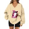 Women's V-neck Dropped Shoulder Halloween Print Sports Sweatshirt Top