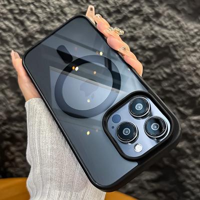Luxury Magnetic Shockproof Clear Phone Case For iPhone 15 14 13 12 11 Pro Max Plus Mobile Cover Magsafe Lens Protection Funda