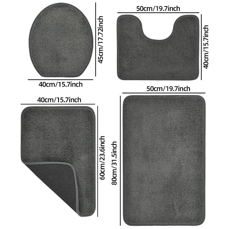 Imitation Cashmere Floor Mat Household Toilet Four-Piece Carpet Bathroom Water-Absorbing Non-Slip Mat Bathroom Dirt-Resistant Door Mat