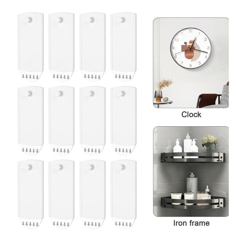 Pack of 12 Adhesive Picture Frame Hooks Easy Installation Wall Hangers for Photos Posters and Paintings Display Shelf
