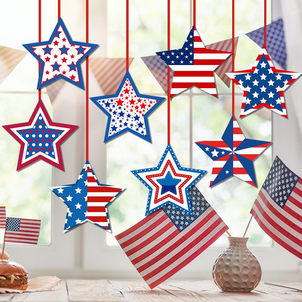 Themed Day Independence Star Shaped Hanging Ornaments Scene Arrangement Props