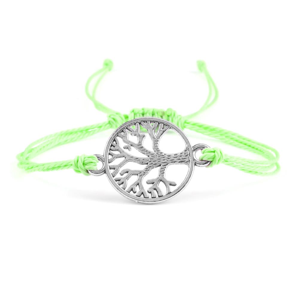 26Colors Wax Thread Braided Bracelets Charm Silver- Tree of Life String Bracelet Adjustable Bangles Friendship Gift Jewelry