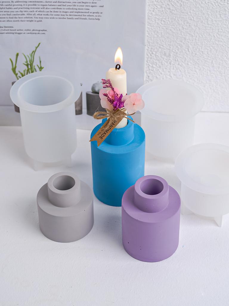 DIY Round Vase Dried Flower Container Concrete Silicone Molds Candle Holder Casting Aromatherapy Bottle Crafts Mould Home Decor